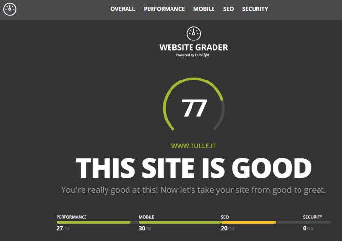 Web site grader TFT Spa