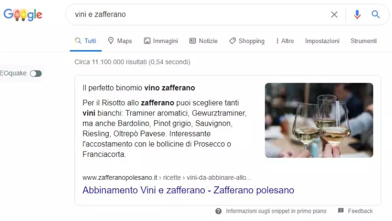 Snippet in primo piano vini e zafferano