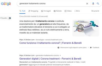 Snippet in primo piano nella ricerca Google