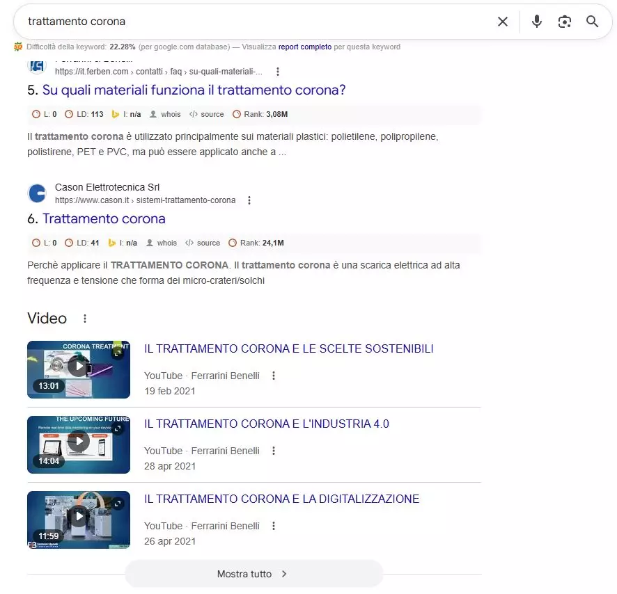 Posizionamento video trattamento corona marzo 2026